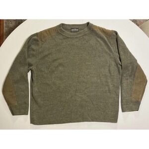 Woolrich Mens Olive Knit Ribbed Sweater Corduroy Elbow Shoulder Patch L Preppy